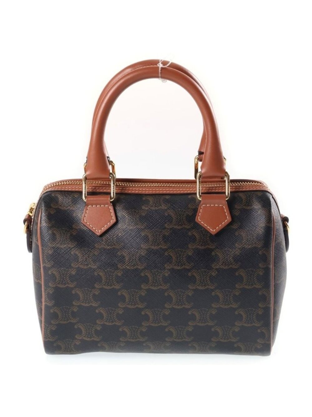 Celine Triomphe Small Boston Bag 2-Way Mini Bag Brown Leather Gold